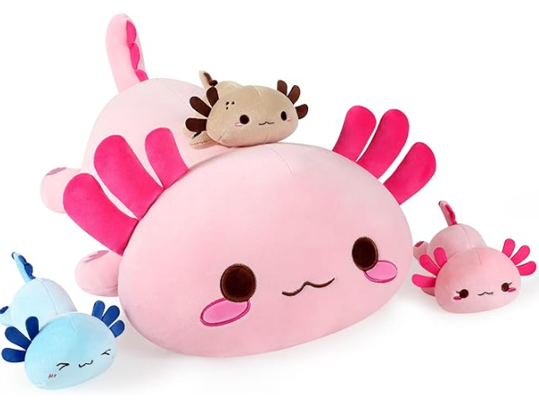 PELUCHE AXOLOTIS ET SES BEBES 50 CM