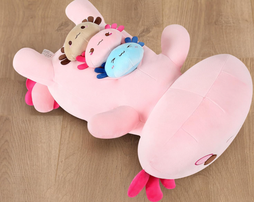 PELUCHE AXOLOTIS ET SES BEBES 50 CM