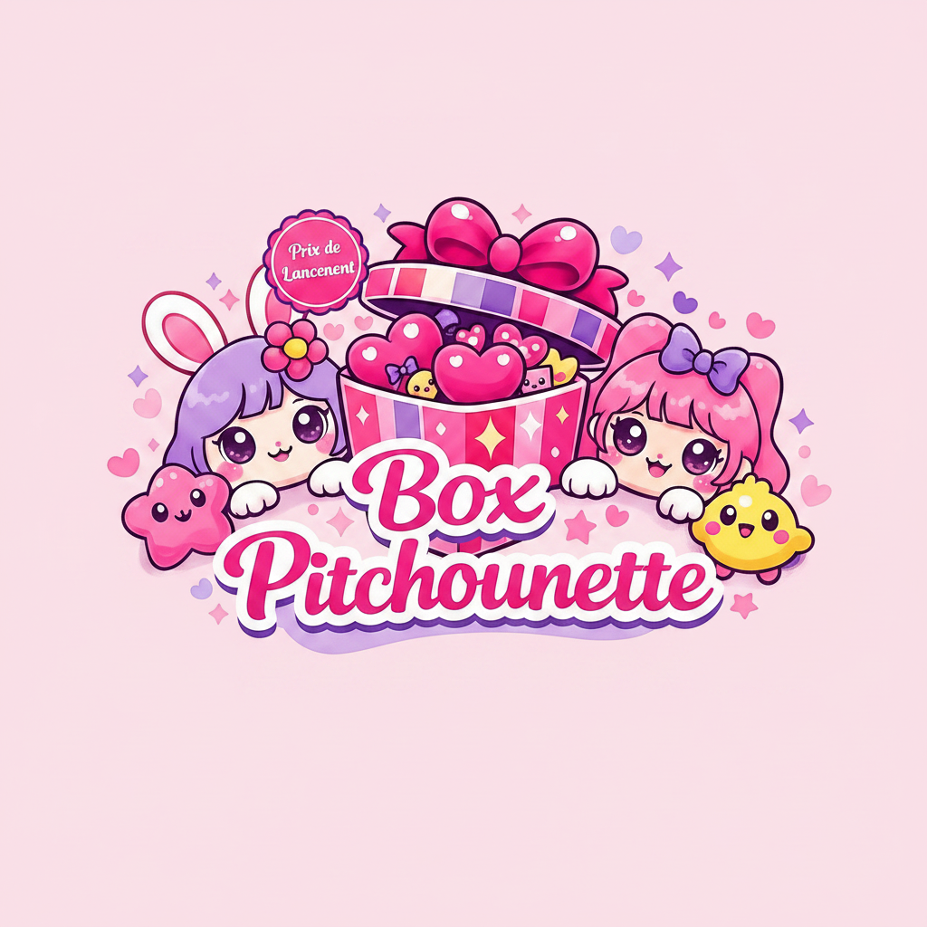 Box Pitchounette kawaii fond rose